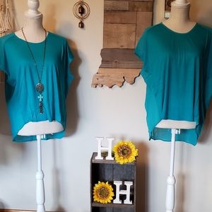 Teal sheer back top.